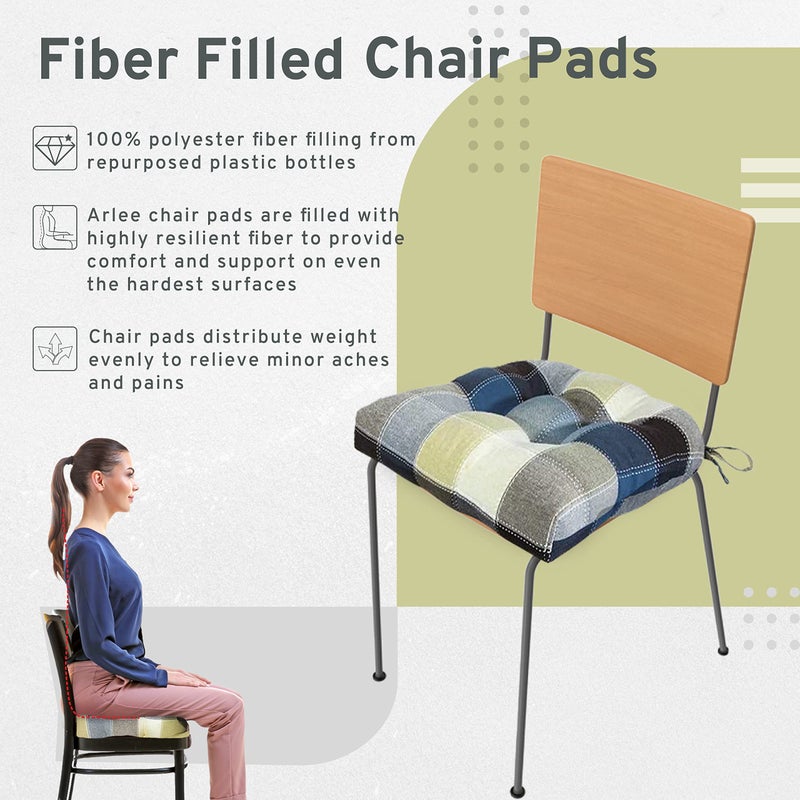 Arlee Polyester,Micro Fiber Chair Pads, 4 Count (Pack of 1), Blue - Image 3